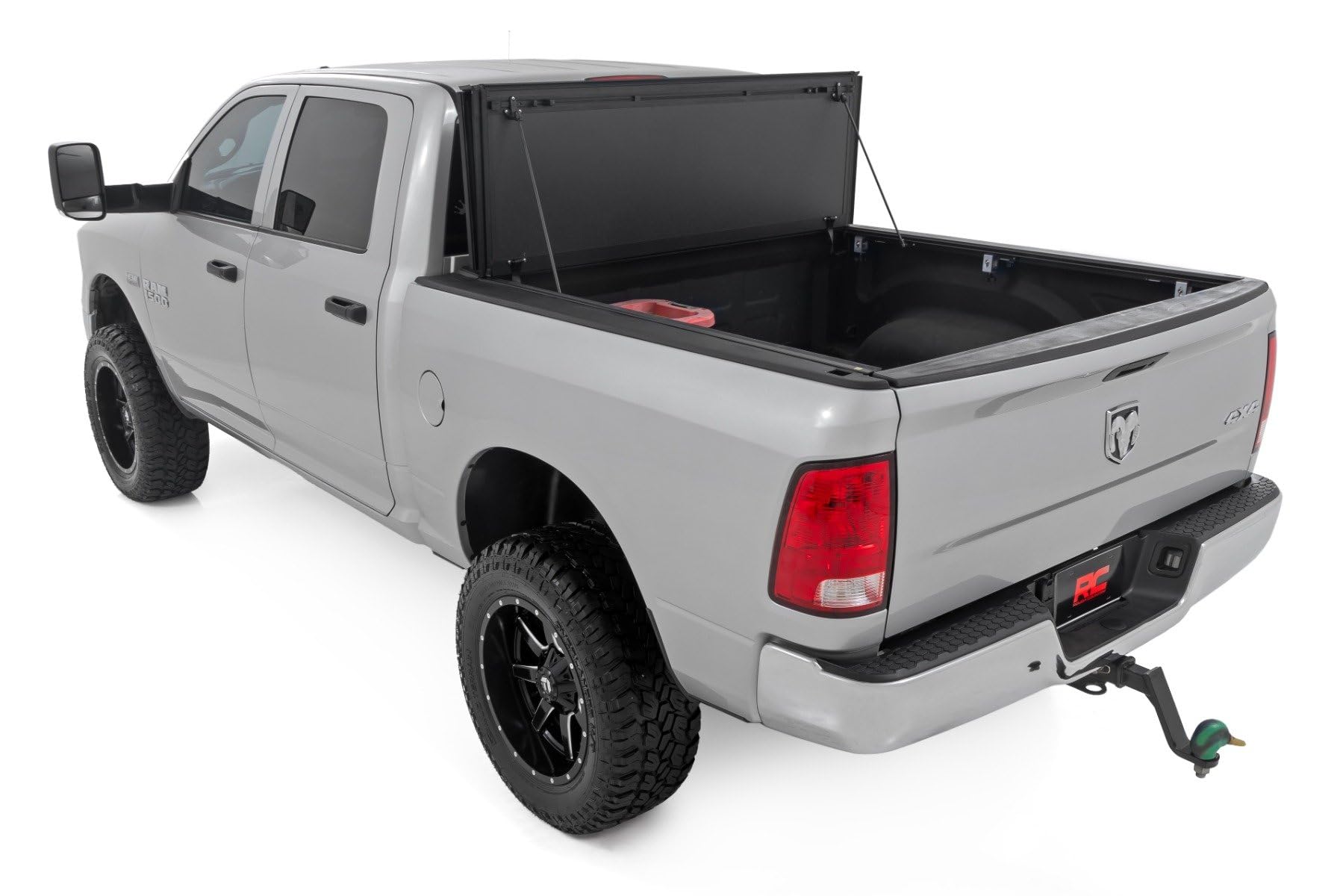 Rough Country Hard Flip Up Tonneau Cover for Ram 1500, Classic (2009-2018) - Fits 5'7" (67.4") Bed, Weather-Resistant, Tri-Fold Aluminum Panels