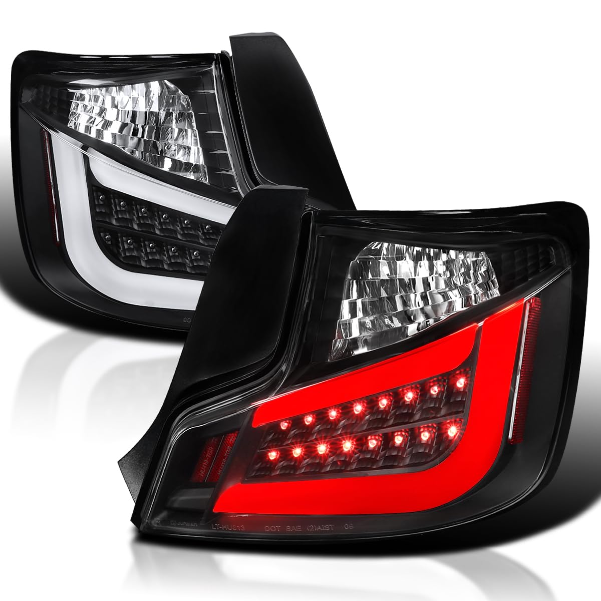 Black LED Tail Lights w/White LED Light Bar SPEC-D TUNING Compatible with 2011-2013 Scion tC, Left + Right Pair Assembly