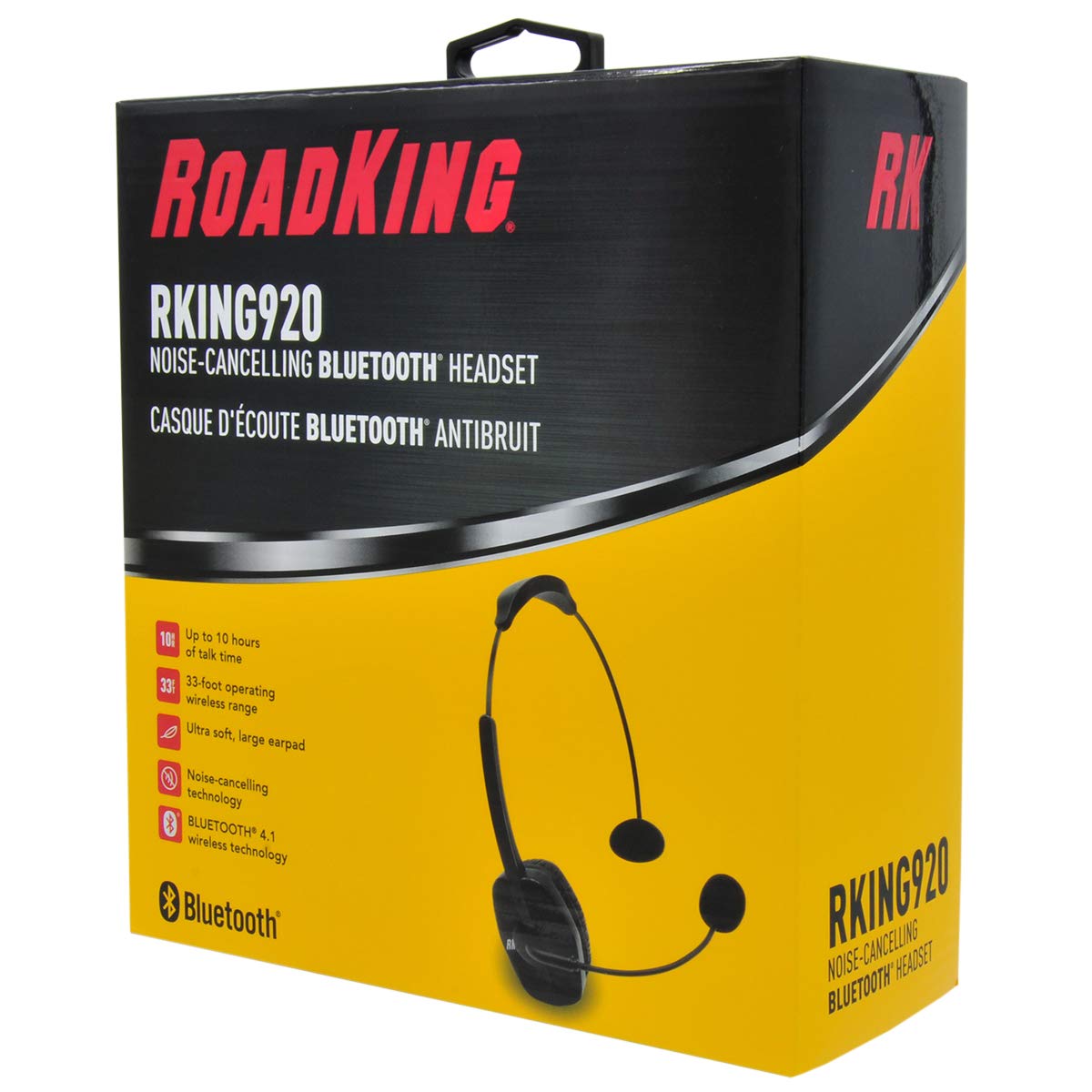 Bluetooth RoadKing RKING920 Headset with Mic for Hands-Free, Black Noise-Canceling