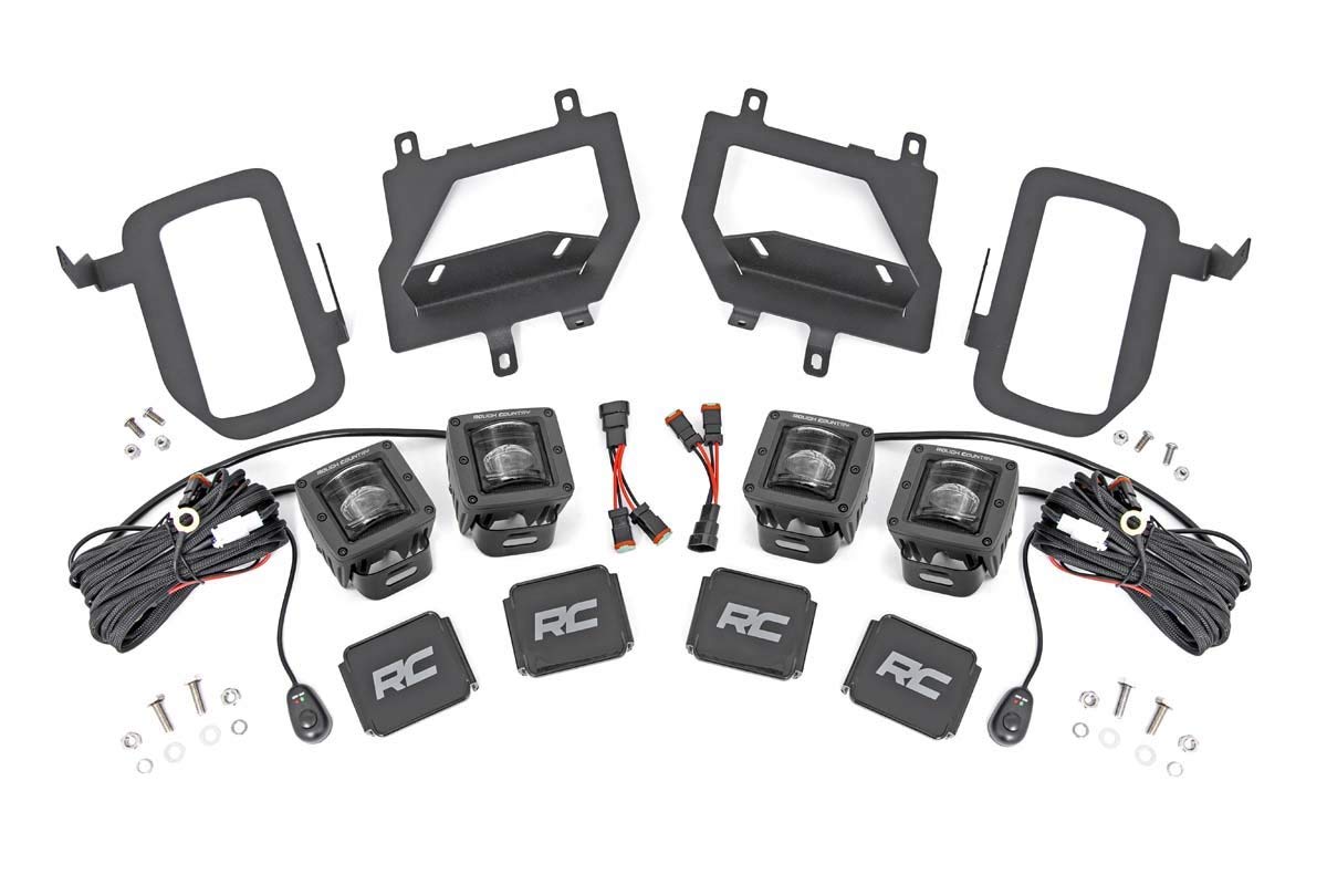 Rough Country 2" SAE Quad LED Fog Light Kit for Ford F150 (2015-2017) - (4) 2-in SAE LED Cubes