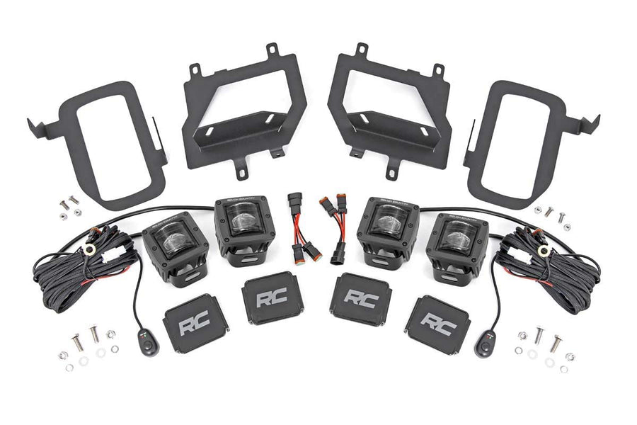Rough Country 2" SAE Quad LED Fog Light Kit for Ford F150 (2015-2017) - (4) 2-in SAE LED Cubes