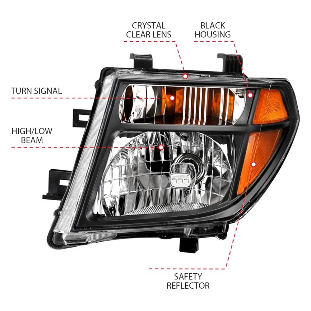 2005-2008 Nissan Pathfinder Anzo USA Crystal Headlight Black Amber (111434)