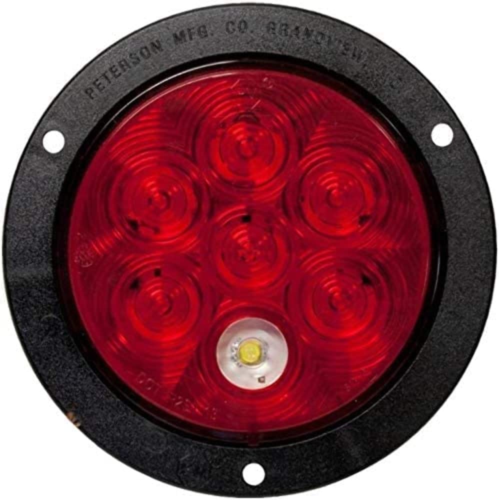 883K-7 Peterson Manufacturing Clear 4" Light Round Fling Mount with Plug Kit (M177 Multi-Volt LED S/T/T & B/U), 1 Pack