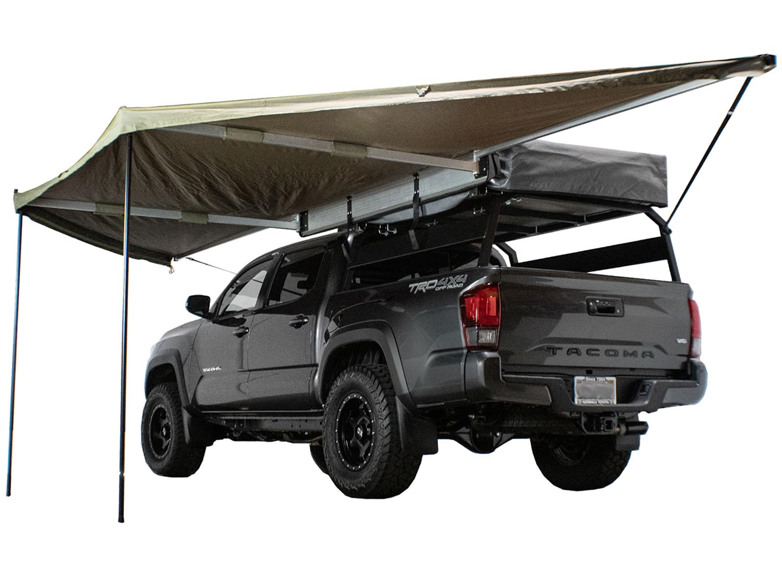 HD Nomadic 180 - Overland Vehicle Systems - Awning, Wall Kit, Universal, Grey Body, Green Trim W/Black Travel Cover