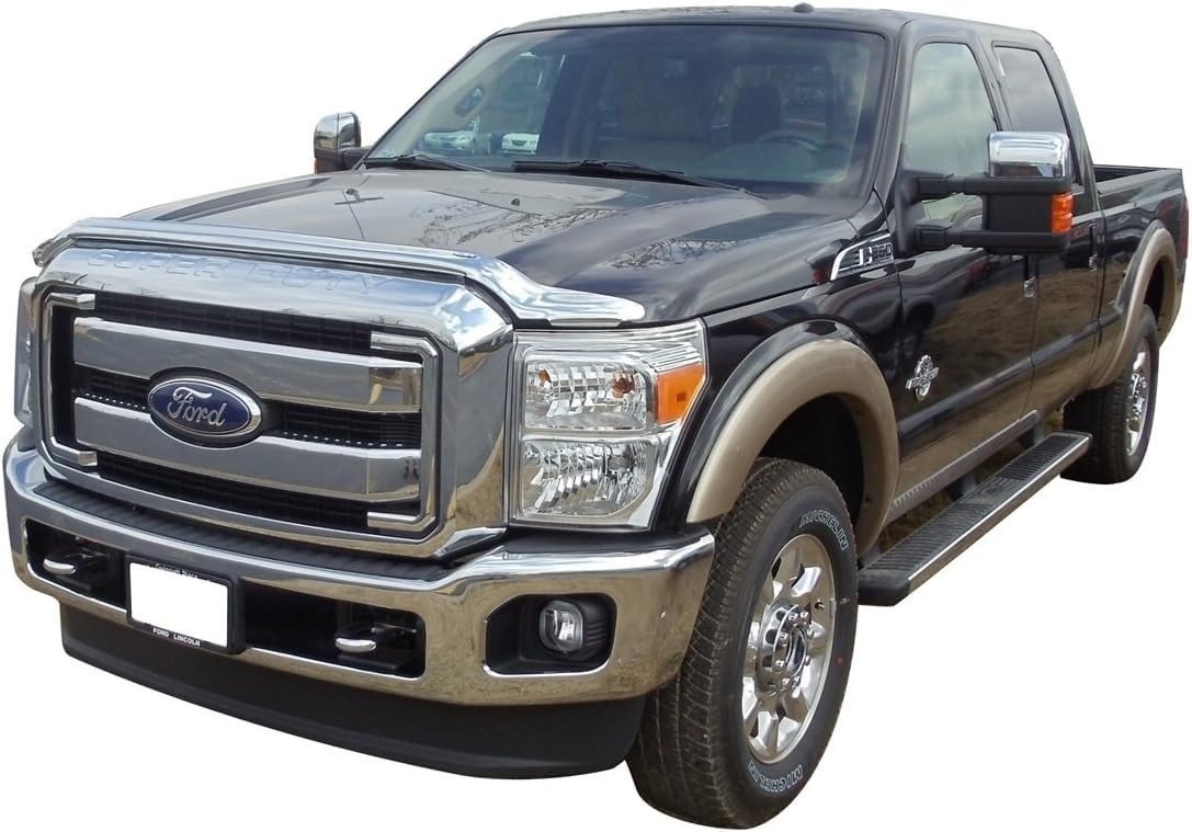 Chrome Hood Shield / Protector Auto Ventshade [AVS] | Fits 2011 - 2016 Ford F-250 Super Duty, F-350, F-450, F - 550 | Medium Profile Bug Deflector - 1 pc., Chrome | 680059