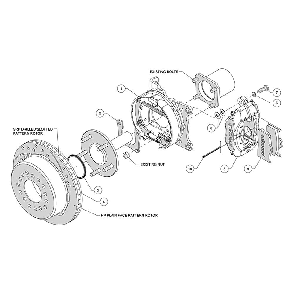 Forged Wilwood Dynalite P/S Park Brake Kit Drilled BOP Axle 2.75in Bearing 2.75 Offset