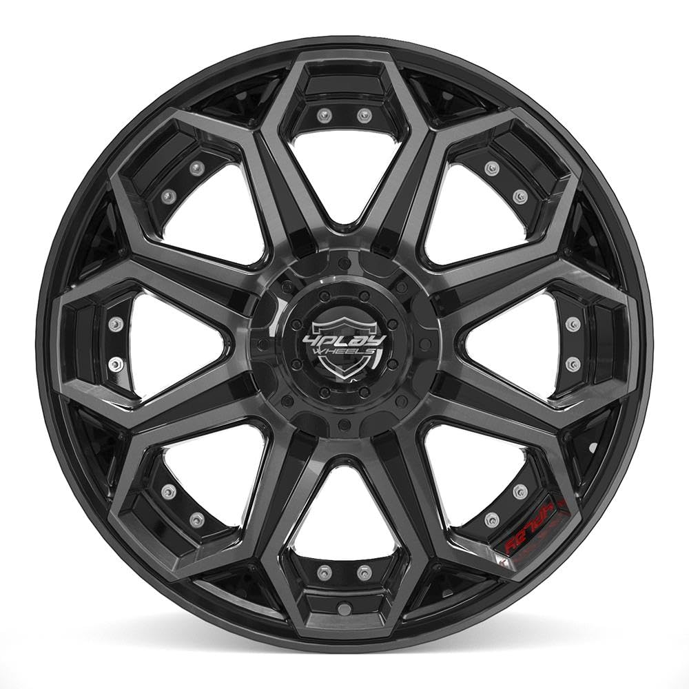 4PLAY Wheels 20 Inch Rim 4P80R Fits 6x135 & 6x139.7 20x9 Gloss Black Brushed with Tinted Clear (1)