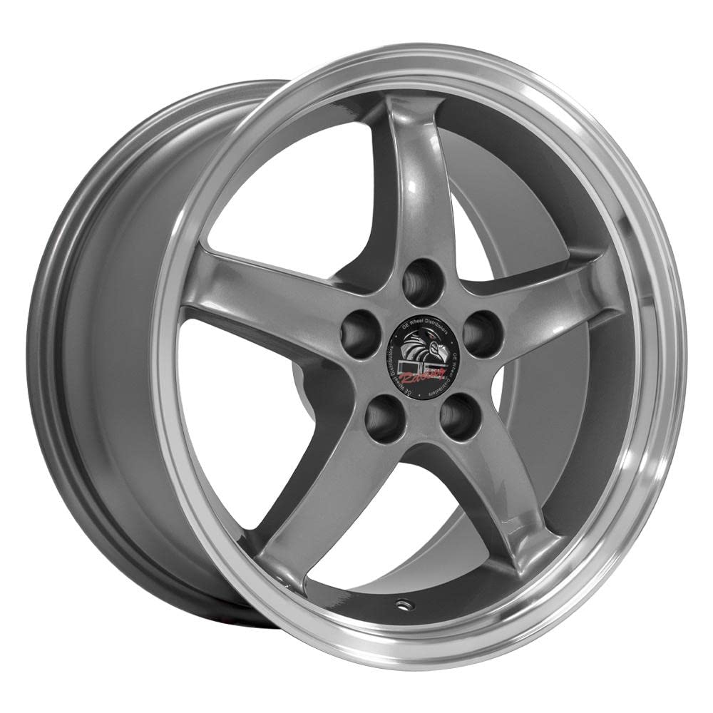 17 Inch OE Wheels FR04B Rim Fits Mustang Cobra R Style 5x114.3 17x9 Gloss Gunmetal Machined Lip (1)