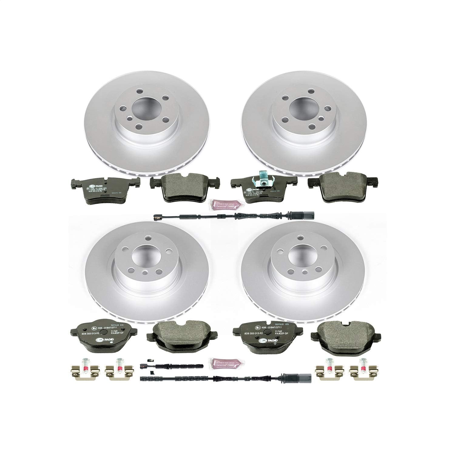 Euro-Stop Power Stop Brake Kit and 1 Front & 1 Rear Sensor Wires For BMW X3 2011-2017, BMW X4 2015-2018 [Model Specific]