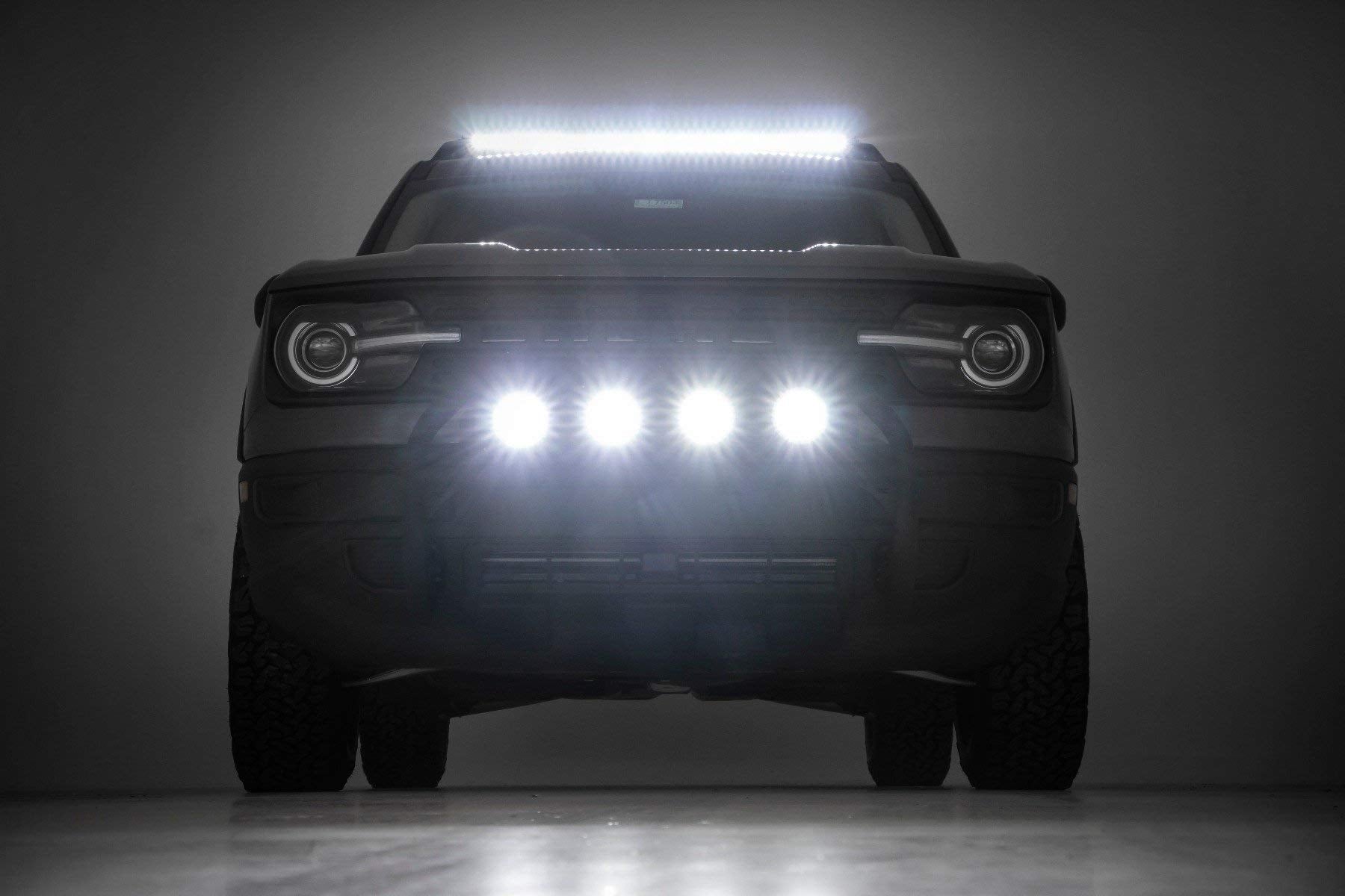 40" Rough Country LED Light Bar Roof Rack Mount for Ford Bronco Sport (2021-2025) - 200W, 16,000 Lumen CREE LED, Spot Focus Beam