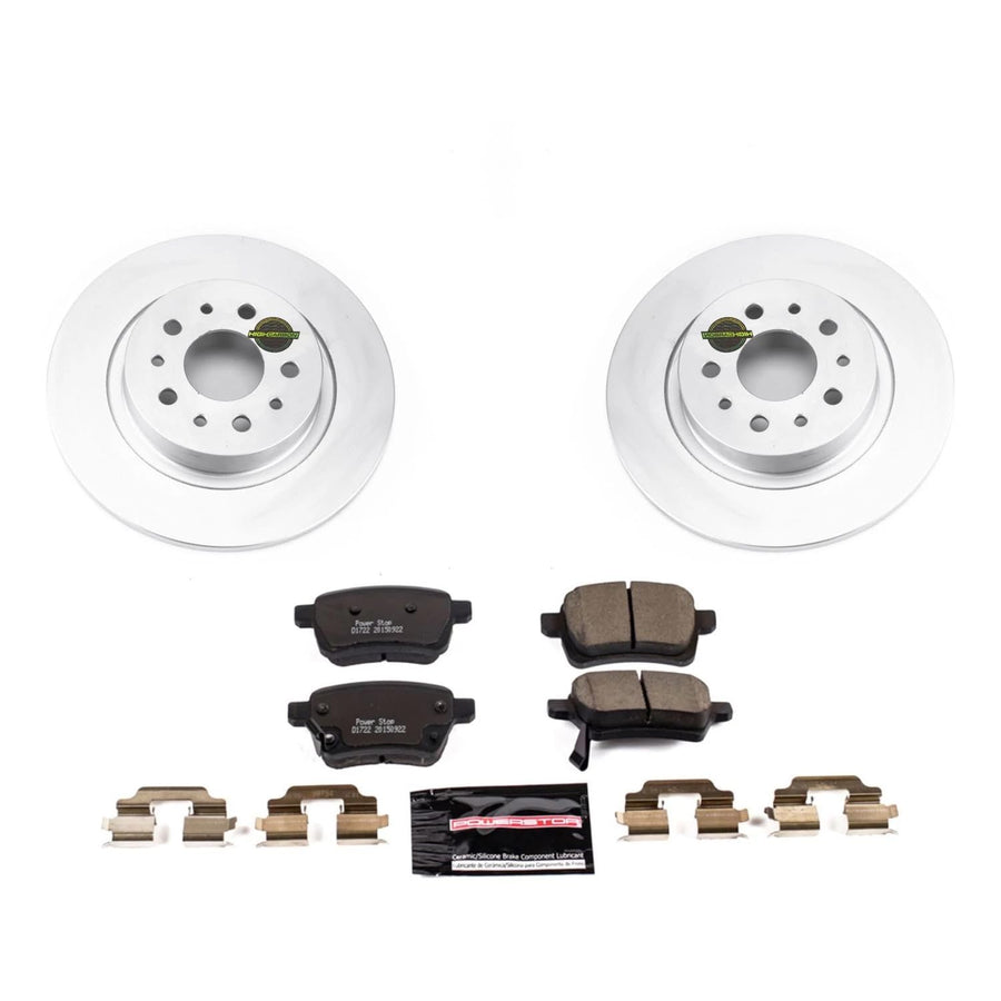 Coated Brake Rotor and Ceramic Brake Pads Power Stop CRK6838- Rear For Fiat 500L 2014-2020 [Model Specific]