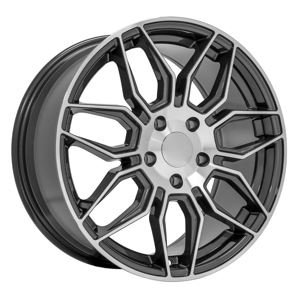 18 Inch OE Wheels CV03C Rim Fits Corvette C8 Z06 Style 5x120.65 18x8.5 Gloss Gunmetal Machined - Hollander 95580 (1)