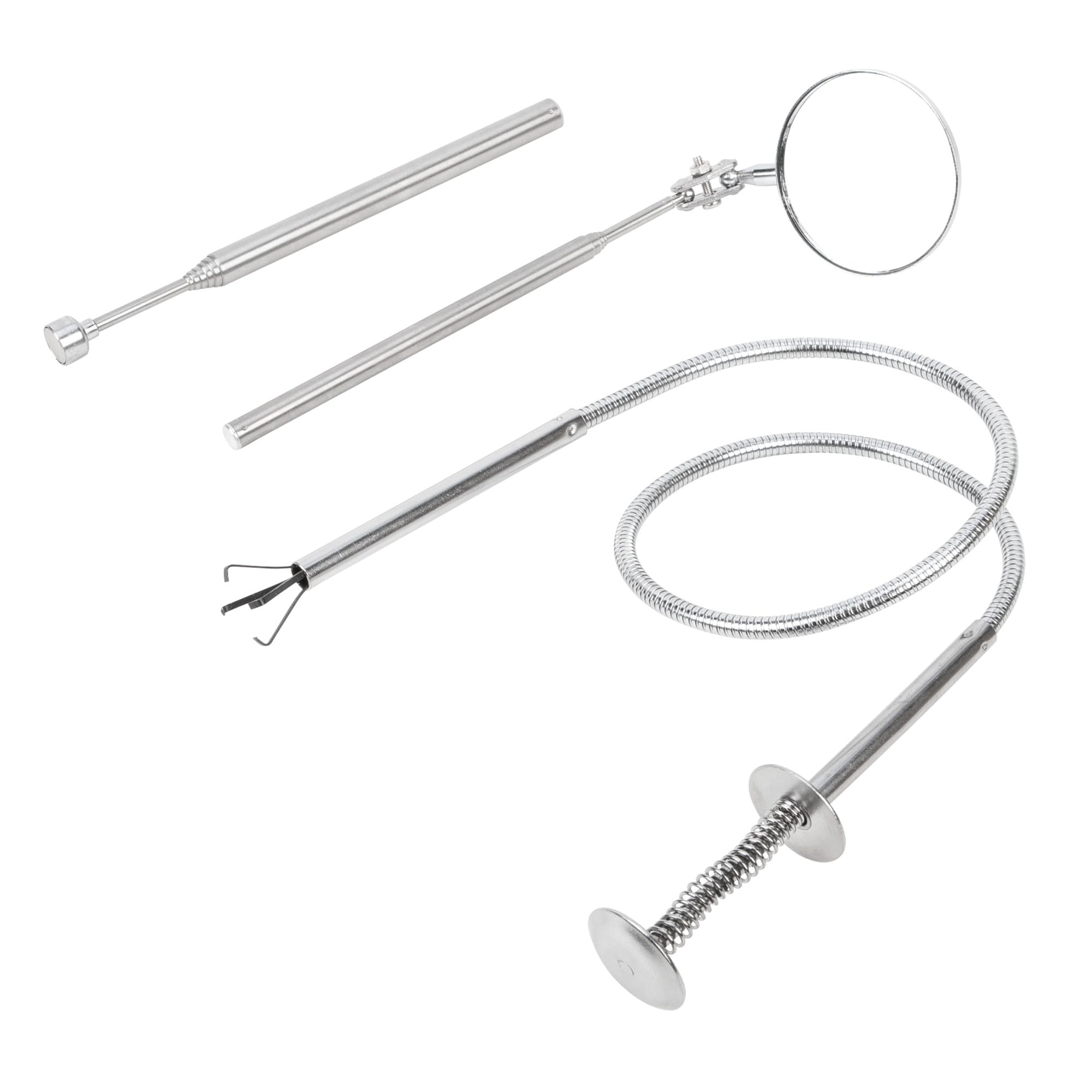 3-Piece Performance Tool W1936 Retrieval Tool Set with Magnetic Pick Up Tool, Extendable Mirror, and Claw Tool for Automotive and Home Repairs