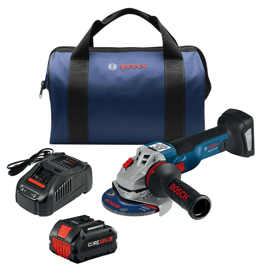 Bosch GWS18V-10B14 18V 4-1/2 – 5 In. Brushless Angle Grinder Kit with (1) CORE18V® 8 Ah High Power Battery