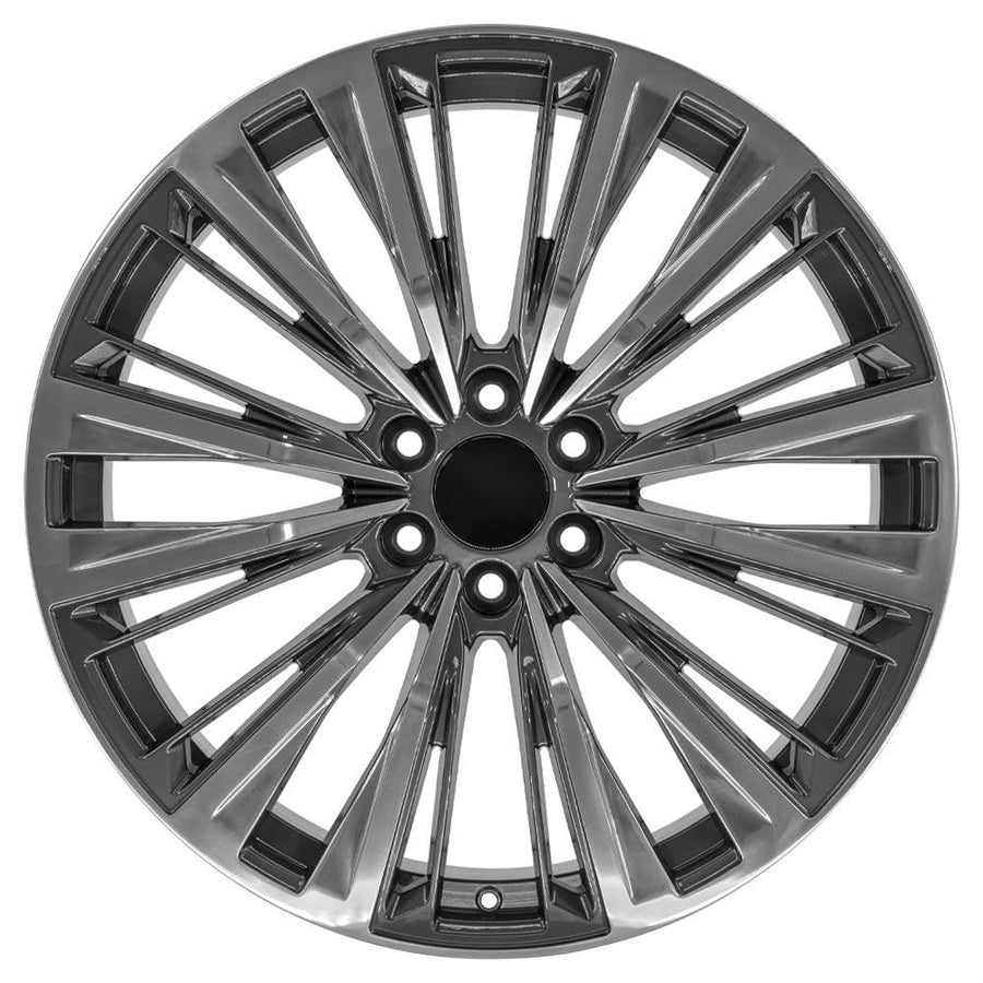 OE Wheels 24" Replica Wheel CA93-24100-6550-28PG Fits Cadillac Escalade 24X10 Gunmetal With Polished Face Wheel