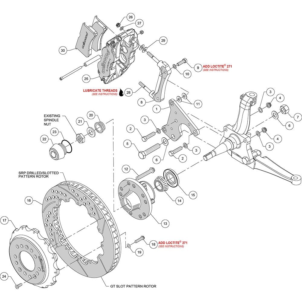 12.88" FNSL6R Hub Front Kit, Red
