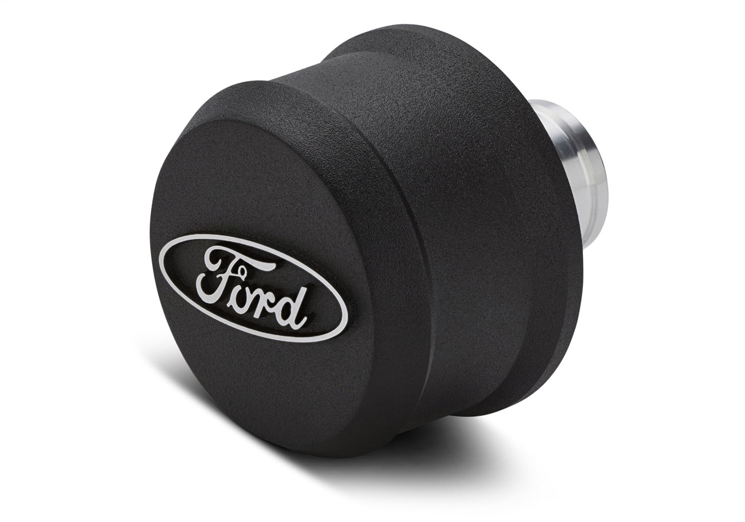 302-435 Ford Breather - Slant-Edge - Push-in - Round - 1-1/4 in Hole - Raised Oval Logo - Aluminum - Black Crinkle Powder Coat - Each