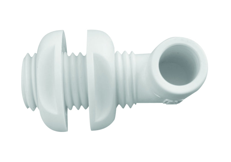 90-Degree Attwood Polypropylene Thru-Hull Connector, White Finish 3877-3