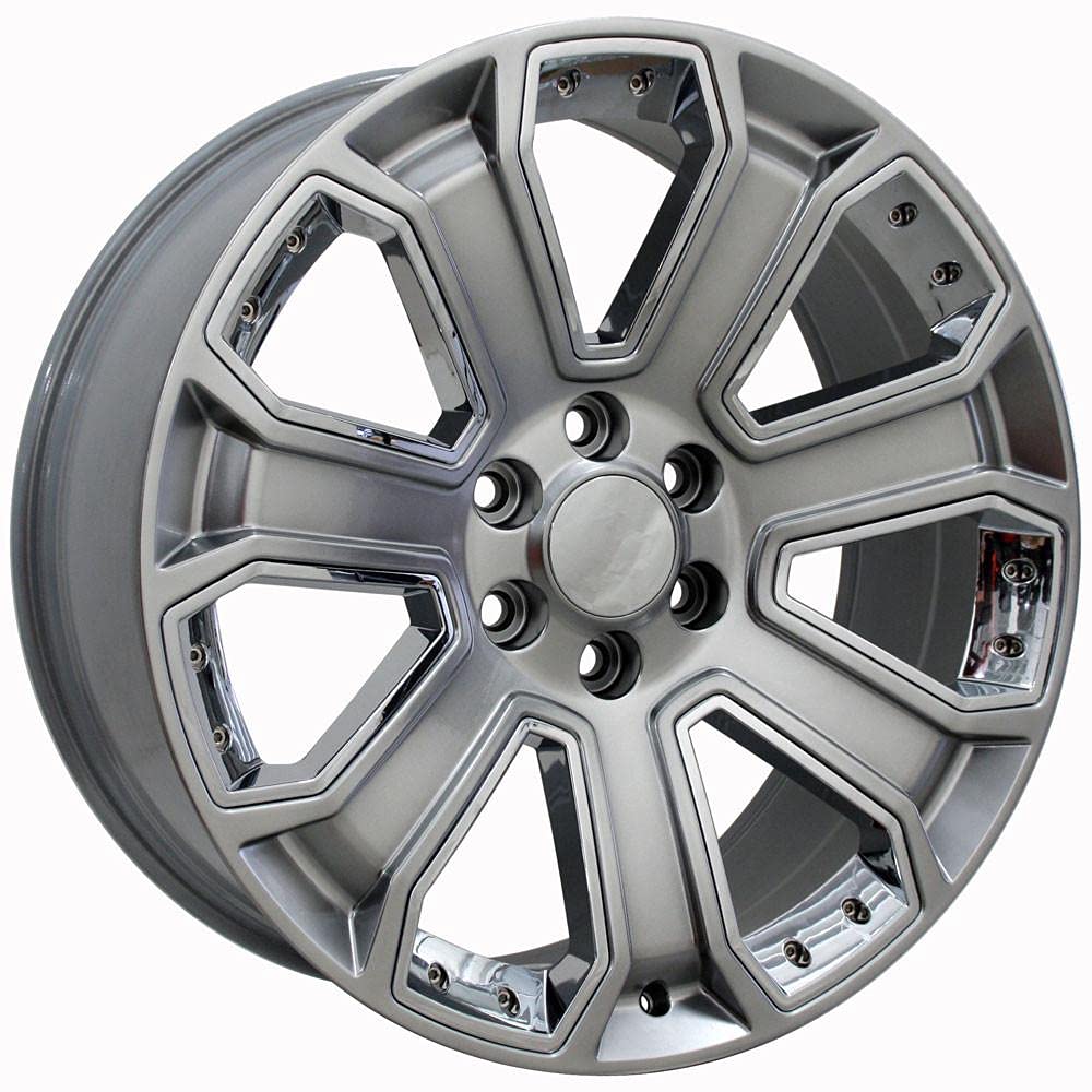22" Replica Wheel Cv93B OE Wheels Fits Chevy Silverado 22X9 Hyper Black With Chrome Insert Wheel