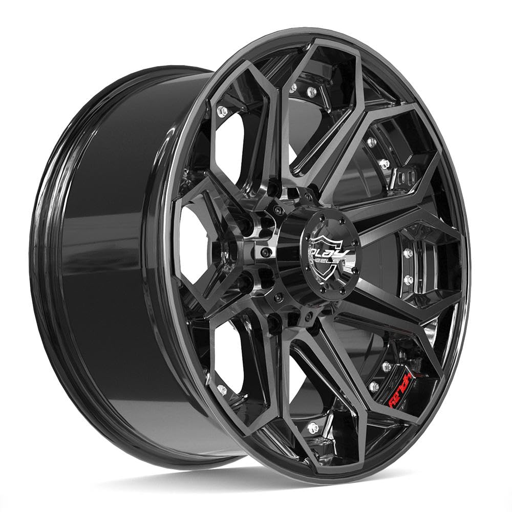 4PLAY Wheels 20 Inch Rim 4P80R Fits 8x180 20x9 Gloss Black Brushed with Tinted Clear (1)