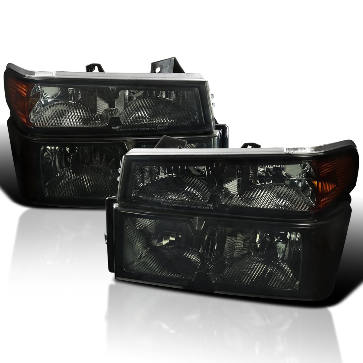 Smoke Lens SPEC-D TUNING Headlights + Bumper Lights Compatible with 2004-2012 Chevy Colorado, GMC Canyon, L+R Pair Head Light Lamp Assembly