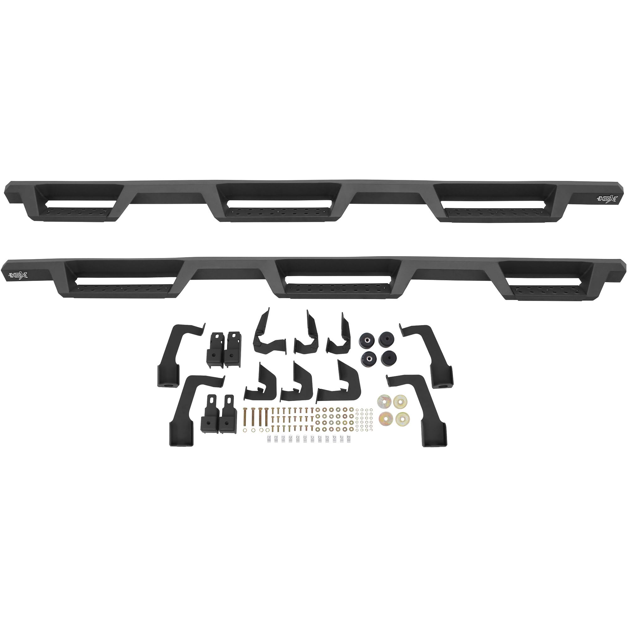 Westin HDX 56-534595 Drop Wheel to Wheel Nerf Bars fits 2014-2019 Silverado Sierra 1500 2500 3500 Double Cab 6'5" Bed & Dually 8' Bed Textured Black Pair