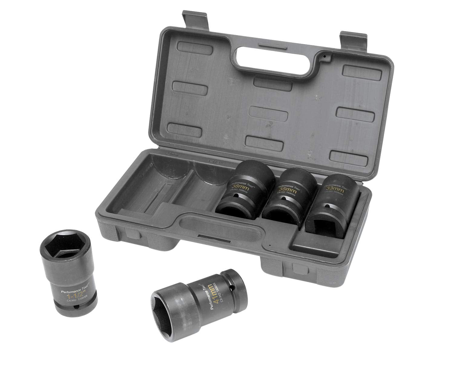 5pc Performance Tool W89315 Budd Wheel Socket Set 1-Inch Drive (Metric and SAE)