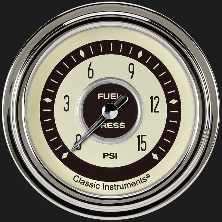Nostalgia Classic Instruments 2 5/8" Fuel Pressure Gauge 15 PSI Electric NT345SLC