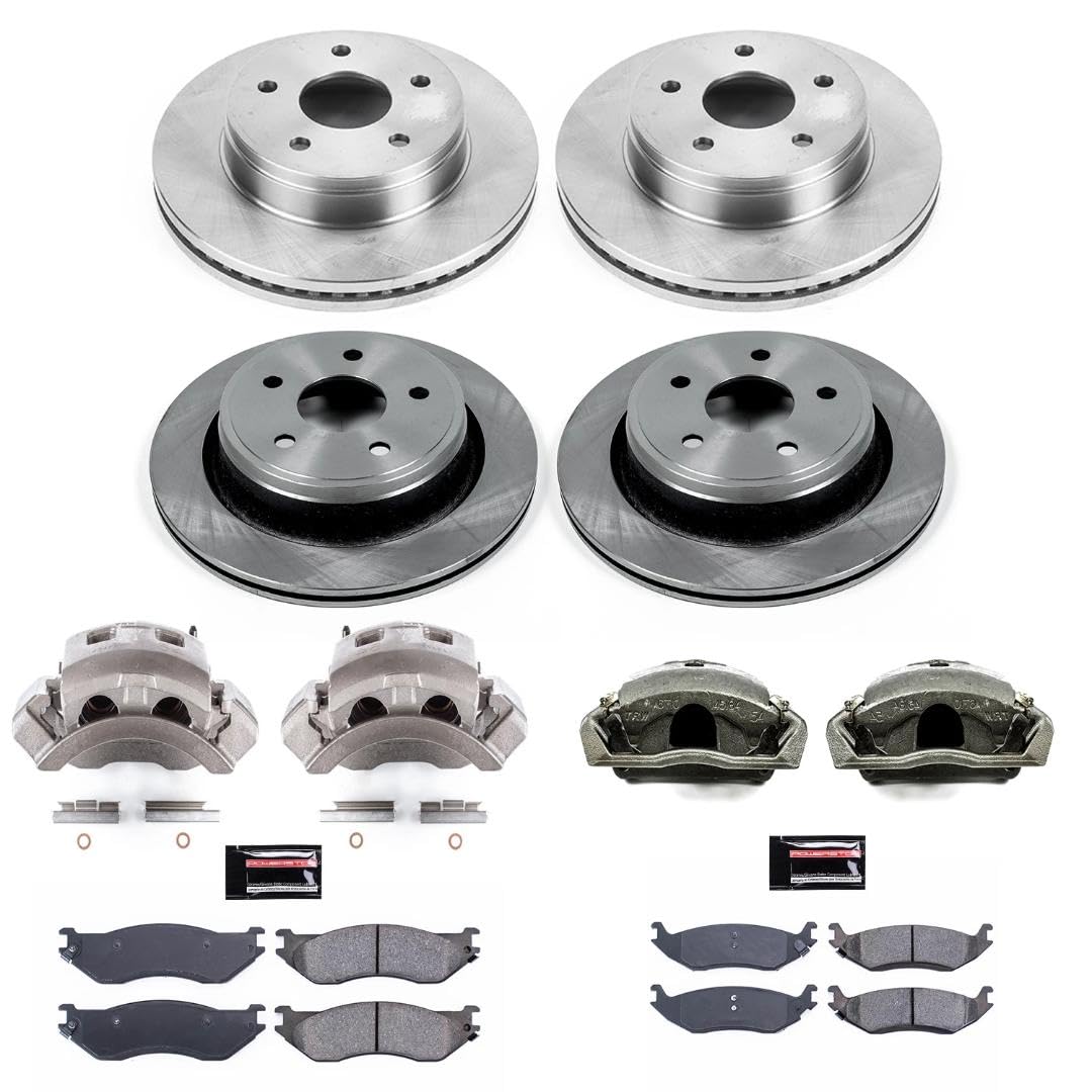 Power Stop Replacement KCOE2166A Front and Rear Brake Caliper Kit- Brake Rotor, Brake Pads & Calipers For Dodge Durango 2004-2006 [Model Specific]
