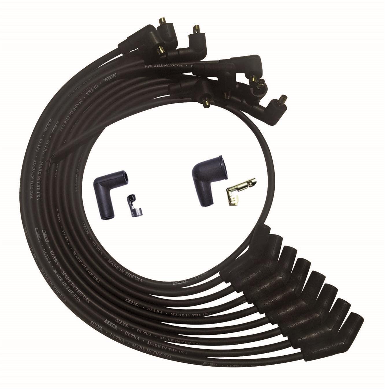 Moroso Ultra Series 51071 Black Spark Plug Wires, Ford 260/289/302, 135 Degree Plug Ends, Non HEI Distributor