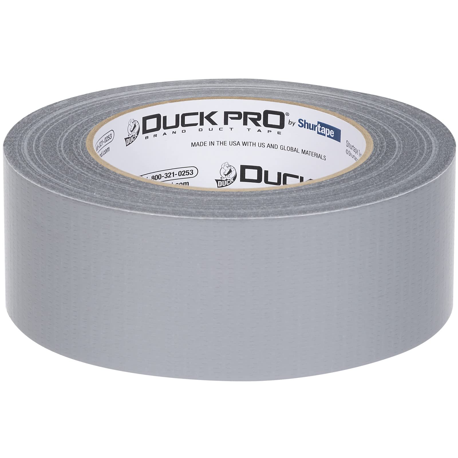 Shurtape Duck Pro Utility Grade, Co-Extruded Cloth Duct Tape for Packaging, Sealing, Waterproofing, 48mm x 60yd, 6.0 mil, Silver, 1 Roll (105449)