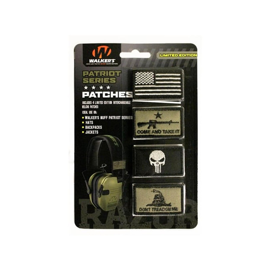 Patriot Patch Kit Walker's Hook & Loop Attachable Embroidery Design Patch Set for Earmuffs, Hats, Backpack, Military Shooting Outdoor EDC Uniforms & Gear - 4 Pcs - American Flag