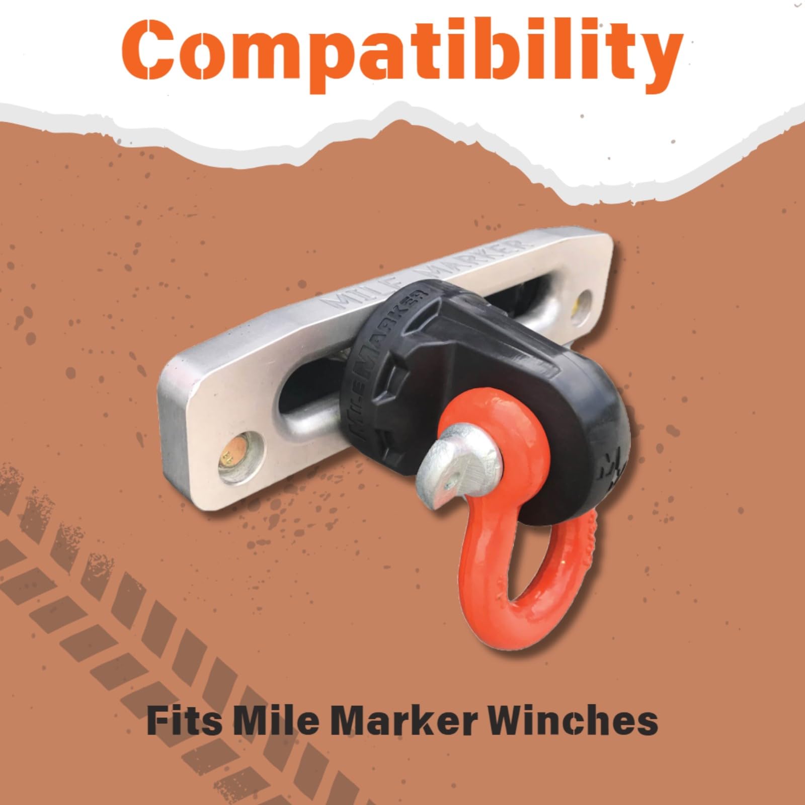 Winch Shackle Mount Mile Marker 60-12166 - Fits Mile Marker Winches - Versatile Quality - Works with Roller Fairlead & Hawse Fairlead - Replaces Conventional Winch Hook - Easy Installation & Removal