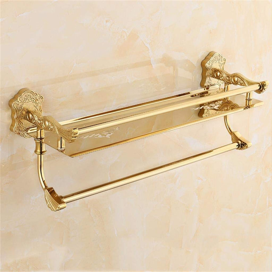 European Highgrade BTBT Carved Gold Racks Towel Bar Shelf Bathroom Wall Mounted Bathroom Shelf (Size : 40cm)