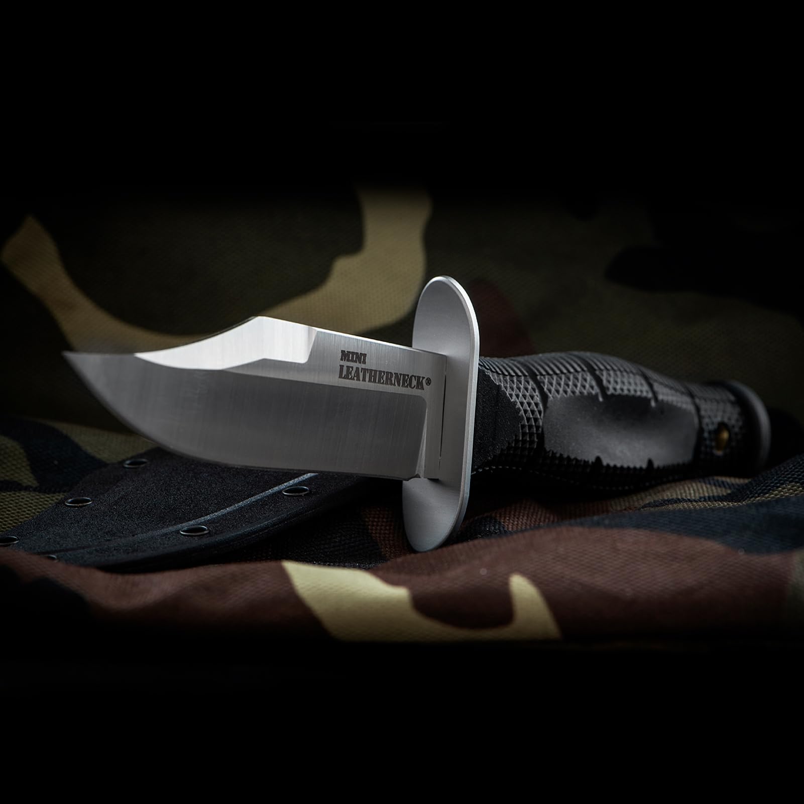 Cold Steel Clip Point Mini Leatherneck Compact Lightweight 3.5" 8CR13MOV Steel Fixed Blade Outdoor Hunting Utility Knife, 3.25" Textured Ergonomic Kray-Ex Handle, Secure-Ex Sheath