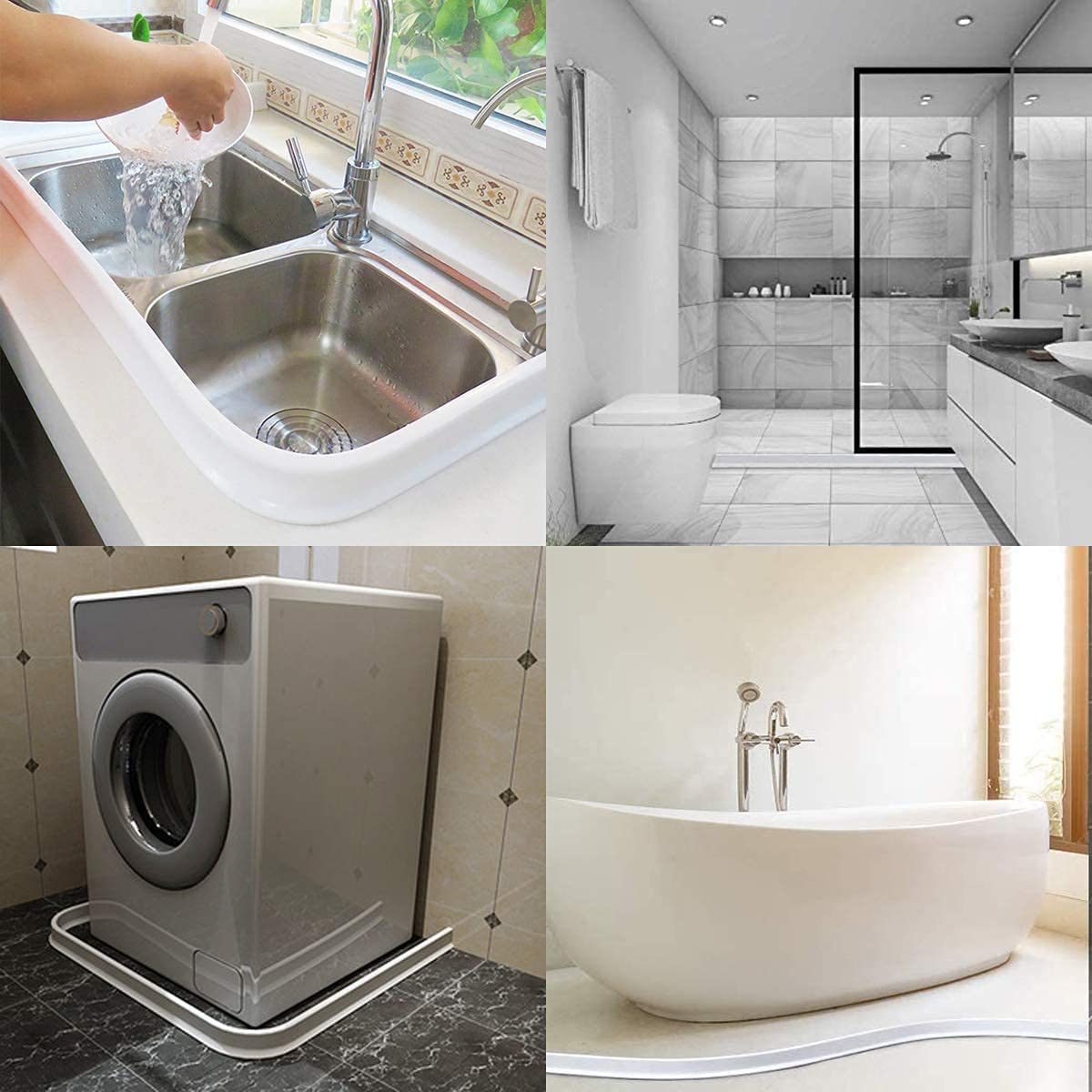 Collapsible Shower Water Dam (96Inch) Shower Barrier and Water Stopper Retention System Keeps Water Inside Threshold Suitable for Bathroom and Kitchen