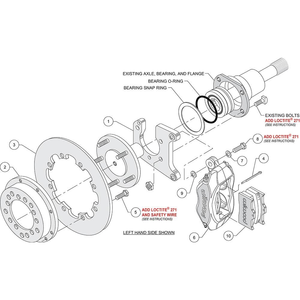 FDL Rear Drag Kit WILWOOD 140-5255-BD, Drilled Rotor Mopar/Dana 2.36" Off, w/Snap Ring Brng