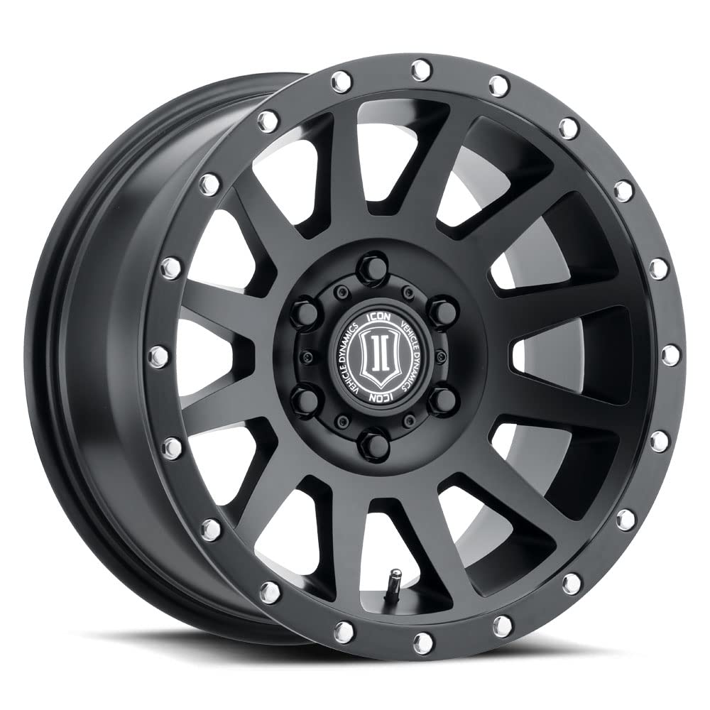 ICON Alloys Satin Black Compression, 17 x 8.5/6 x 5.5, 0mm Offset, 4.75" BS, 2017858347SB