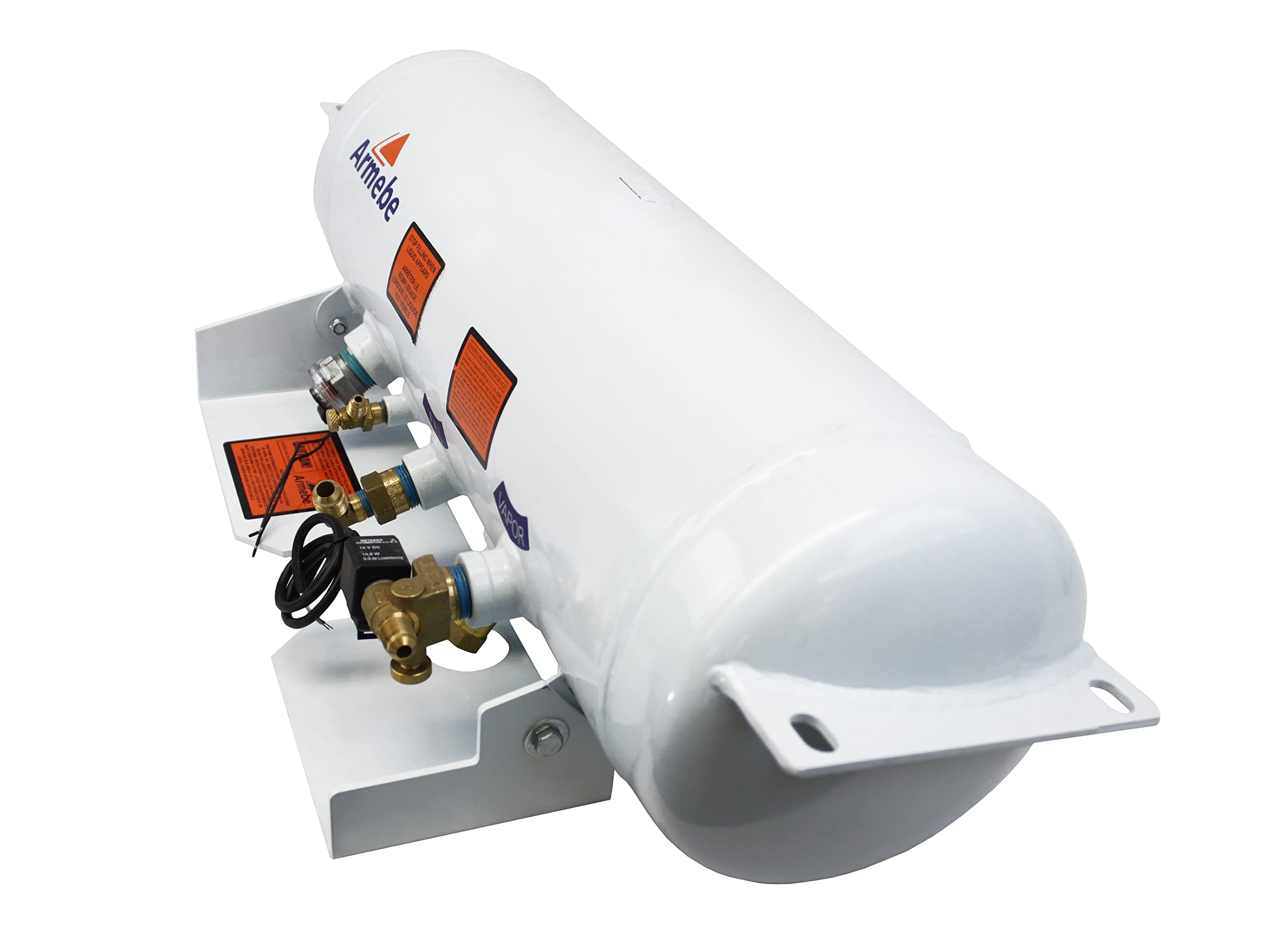 5.9 Gallon Flame King ASME Horizontal Steel Propane Tank with Remote Fill and Bleeder Fittings, Pressure Relief Valve, and Solenoid Service Valve