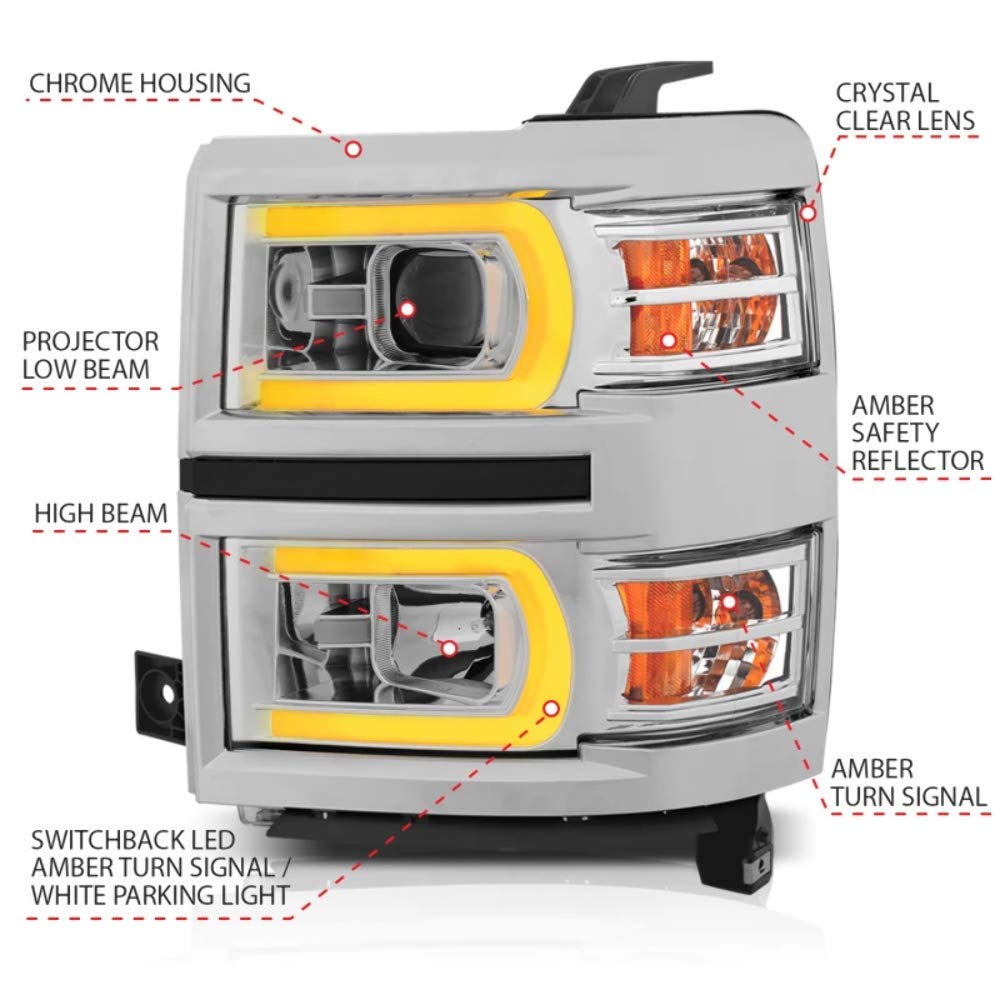 111413 Anzo, Usa Projector Headlamps Fits Chevrolet Silverado 1500