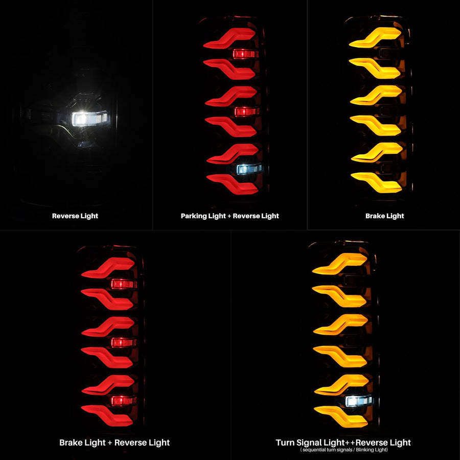 For Alpharex 87-96 F-Series F150 F250 F350/Bronco LUXX-Series LED Tail Lights Alpha-Black