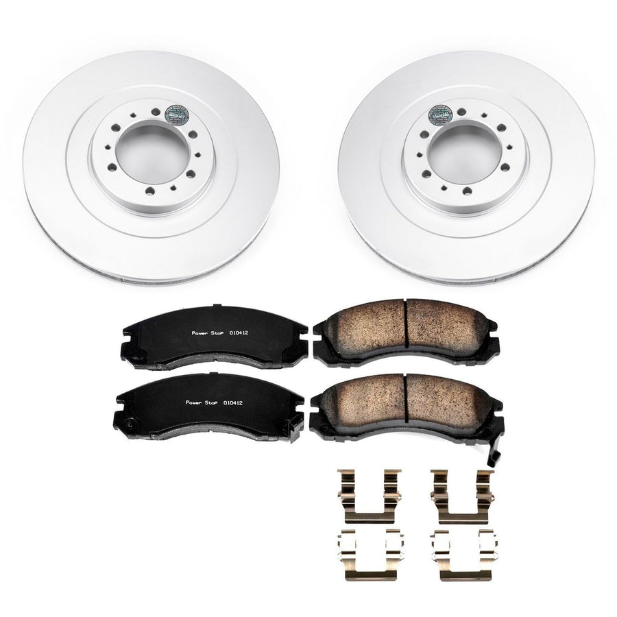 Power Stop CRK3091 Brake Rotors and Z17 Front Coated Brake Pads Kit For Mitsubishi Montero Sport 2000-2004 [Model Specific]