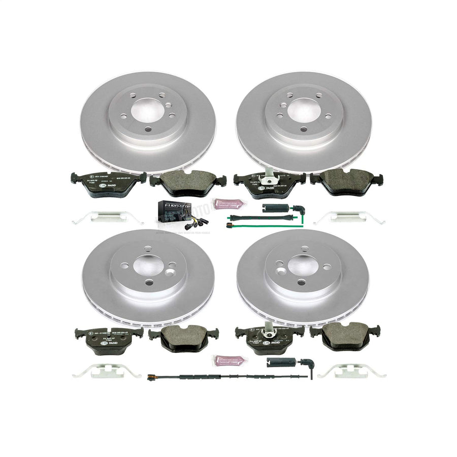 Power Stop ESK5728 Euro-Stop Front & Rear Brake Kit and 2 Front & 1 Rear Sensor Wires For BMW 330Ci 2001-2006, BMW 330i 2001-2005, BMW 330xi 2001-2005 [Model Specific]