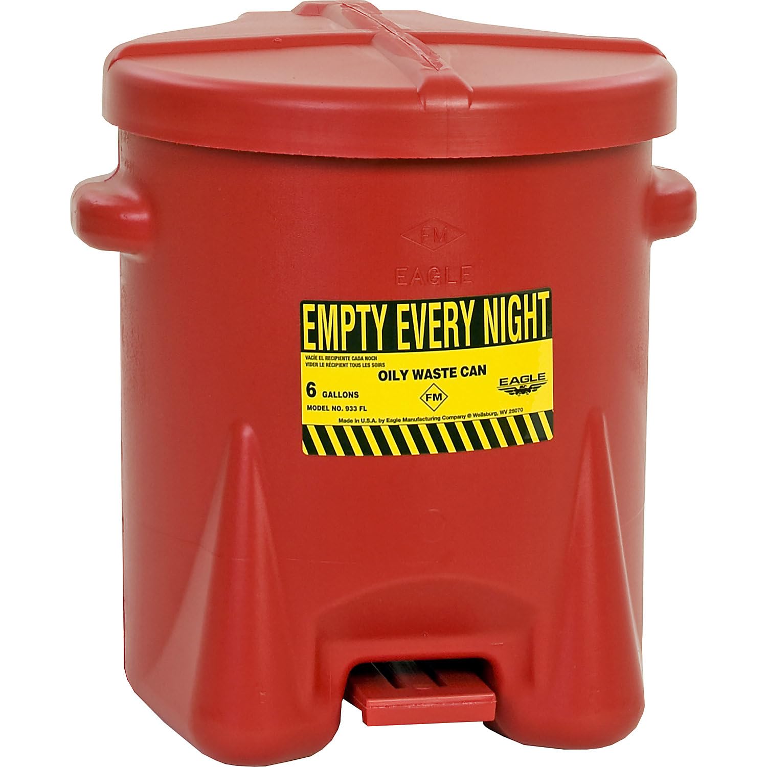Polyethylene Eagle mfg Oily Waste Cans - 933-FL