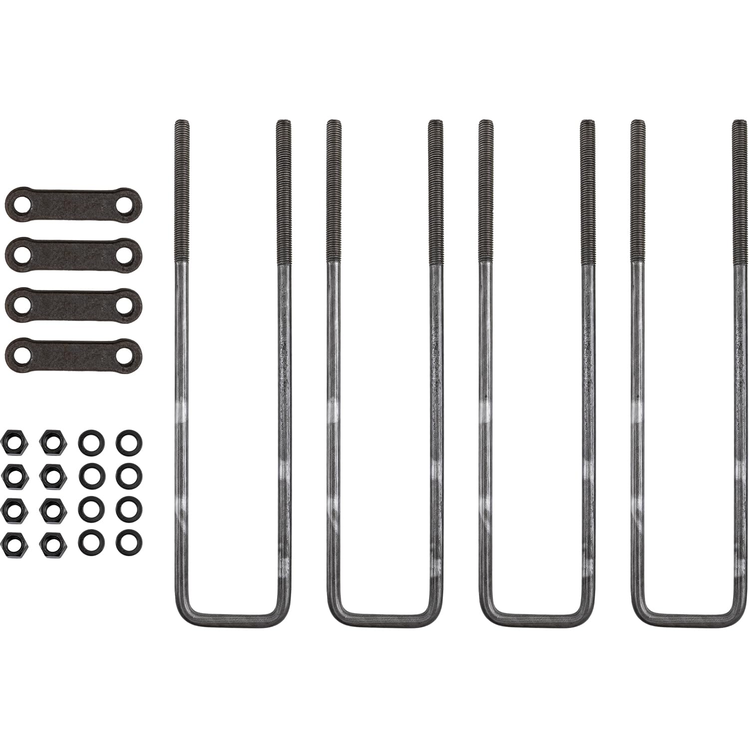 22" Square Bend U-Bolt Kit Buyers Products, 4 Complete U Bolt Kits, 5/8" Bolt, 1/2" x 4 1/4" Tie Bars, Grade 5 Equivalent Hardware