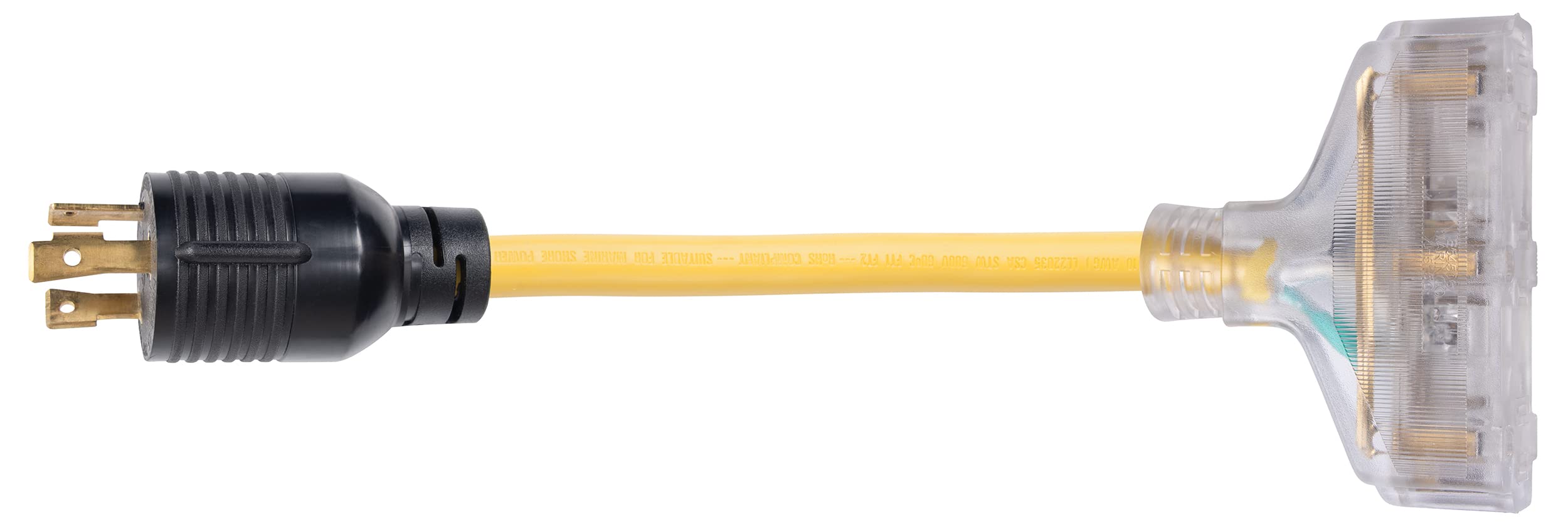 30153GPA Weekender by ParkPower 30A Male To (3) 15A Female Generator Pigtail Adapter