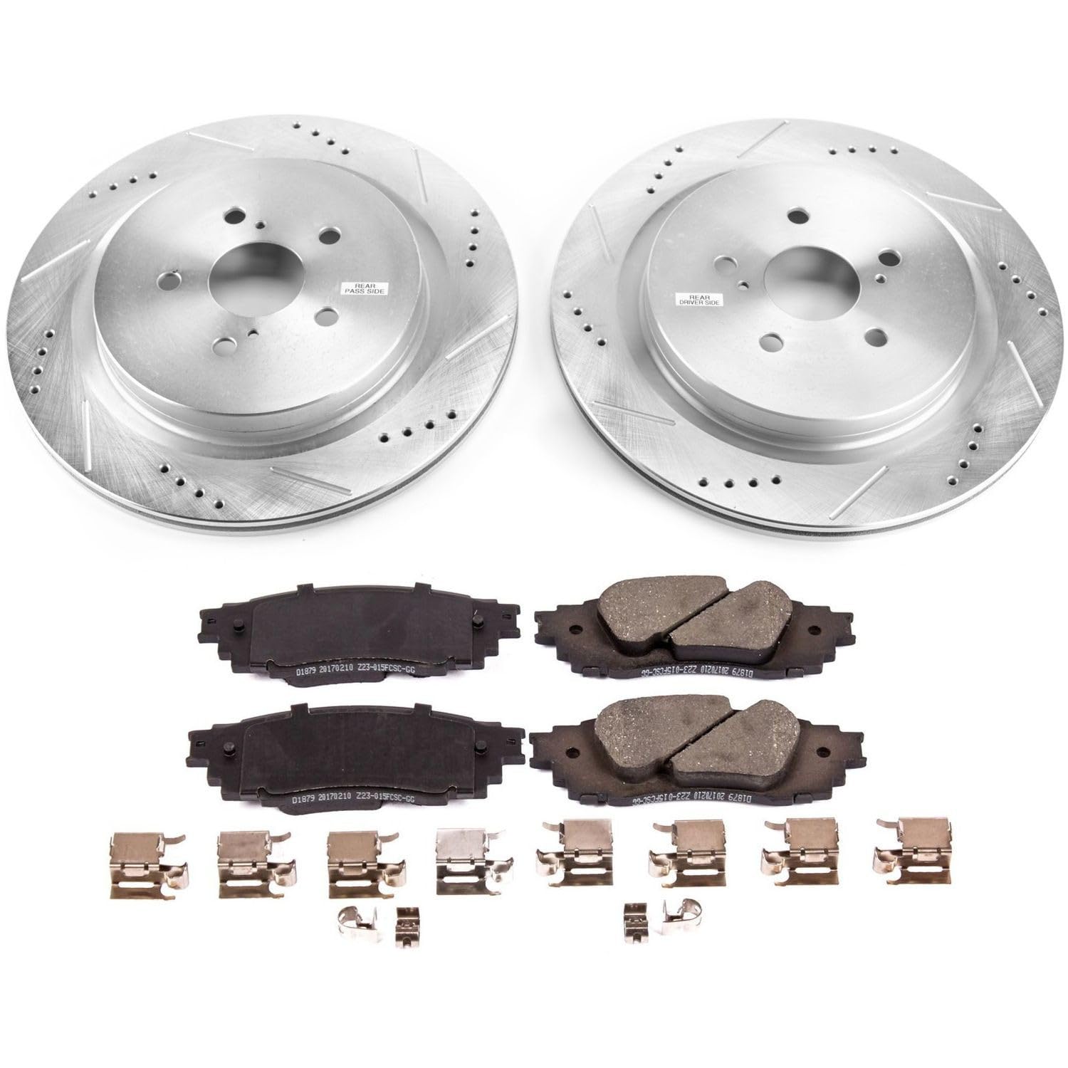 Power Stop K7740 Rear Brake Pads Z23 Carbon Fiber with Drilled & Slotted Brake Rotors Kit For Lexus RX350, Lexus RX350L, Lexus RX450h, Lexus RX450hL [Model Specific]
