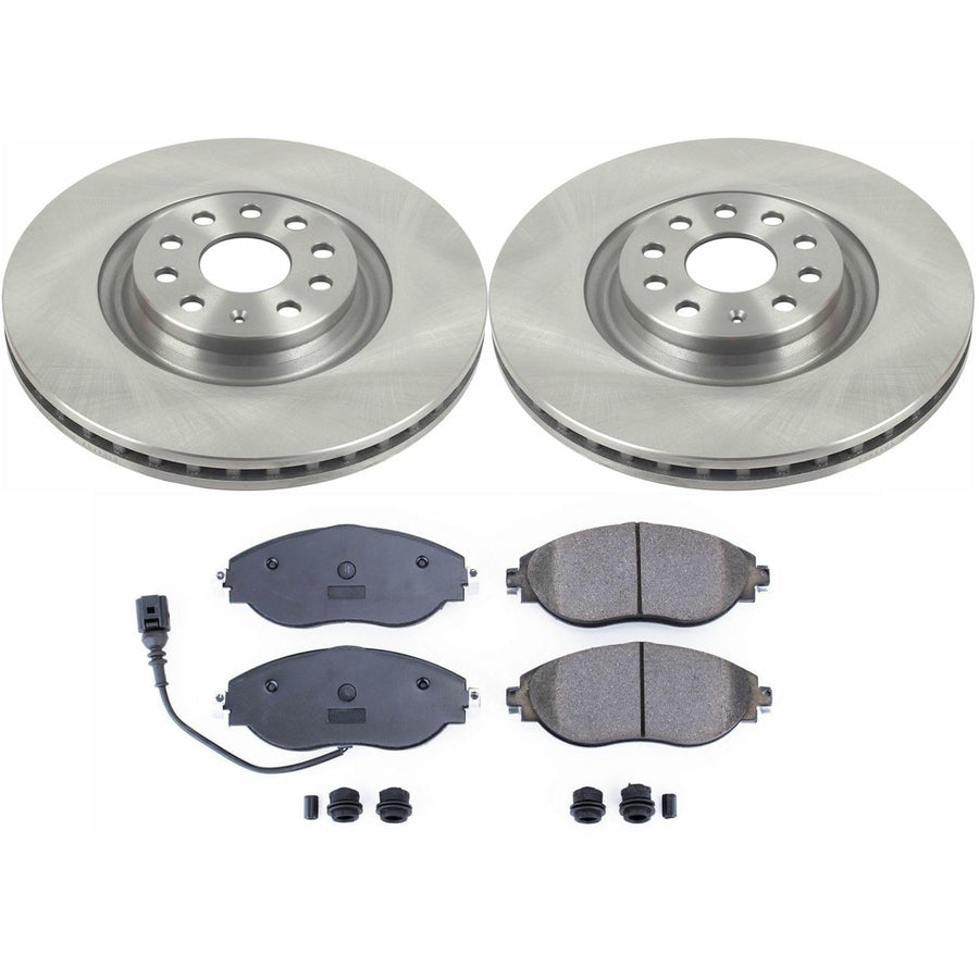Power Stop KOE7175 Front Replacement Brake Kit-OE Brake Rotors & Ceramic Brake Pads For A3 Quat, Q3, S3, VW Arteon, VW CC, VW GTI, VW Golf R, VW Jetta, VW Tiguan [Model Specific]