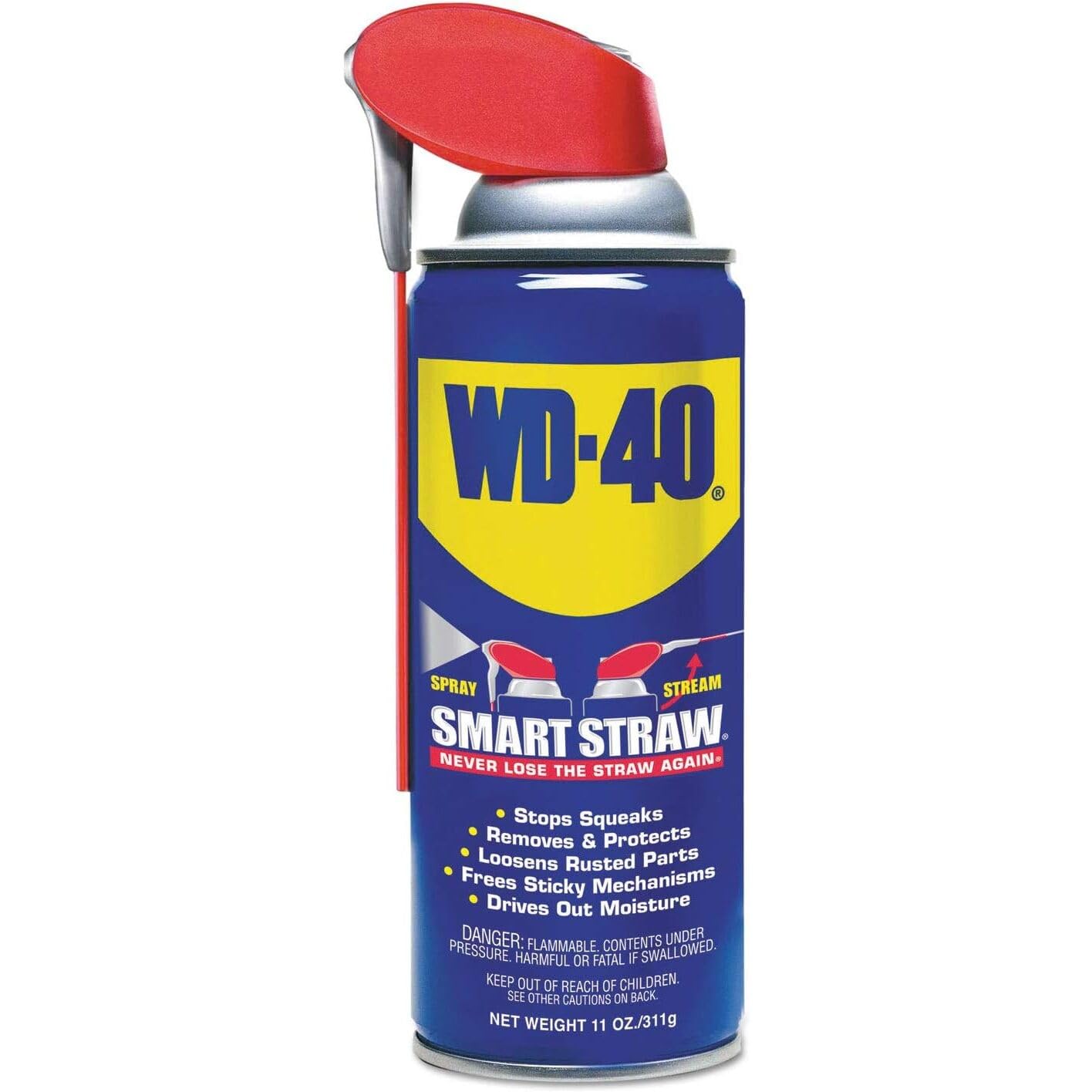 Smart Straw WD-40 Spray Lubricant, 11 oz. Aerosol Can, 12/Carton