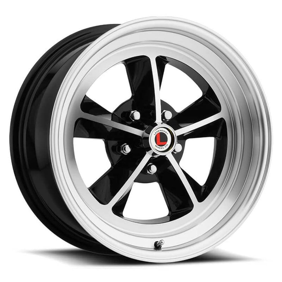 GT9-15 x 7 in. Legendary Wheels - 5 x 4.5-4.25 bs - Gloss Black/Machined
